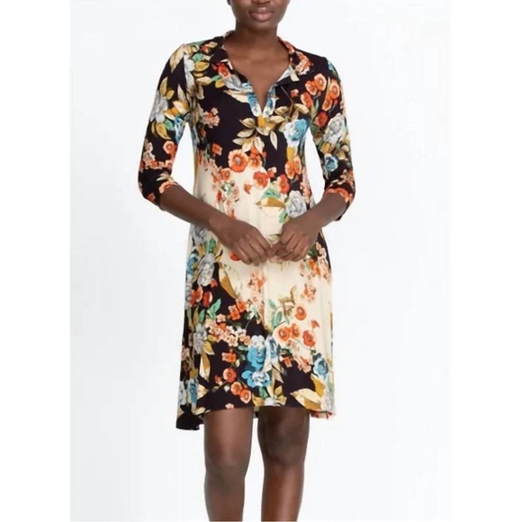 JOHNNY WAS EMMA ROSE POLO TUNIC DRESS floral comfy vacation trending